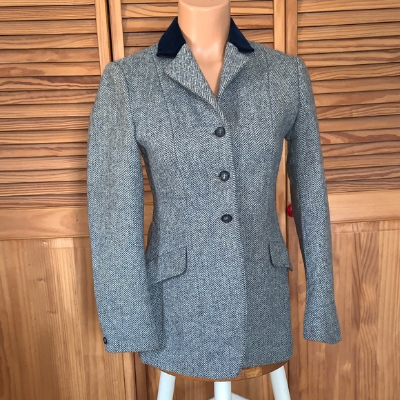 Gorringe Jackets & Blazers - Women's Gray Herringbone Blazer with Navy Collar